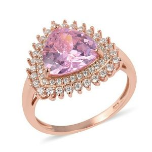Sim. Pink Sapphire 14k RG over Silver 925 Ring